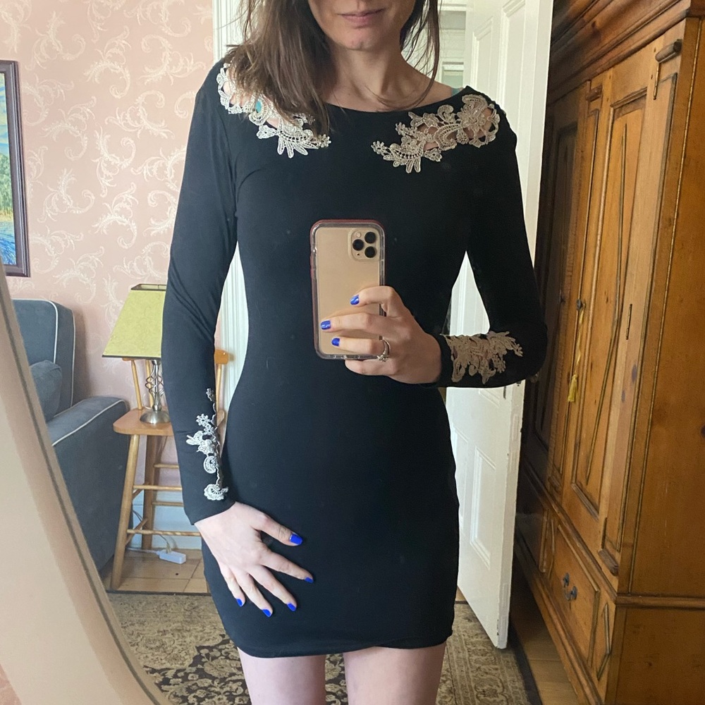 Motel rocks black with lace cutouts bodycon dress